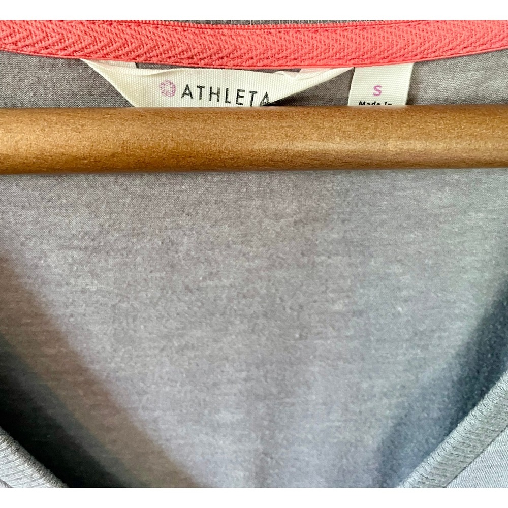 Athleta Topanga T-Shirt Dress, Heathered Gray V-Neck, Ruched Side, Drop Waist - Picture 10 of 13